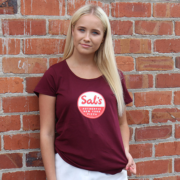 Sal's Women's T-Shirt (Maroon) $40